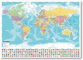 Wereldkaart poster - 70 x 100cm - druk 2021- groot - luxe met UV lak  - Multi - wanddecoratie