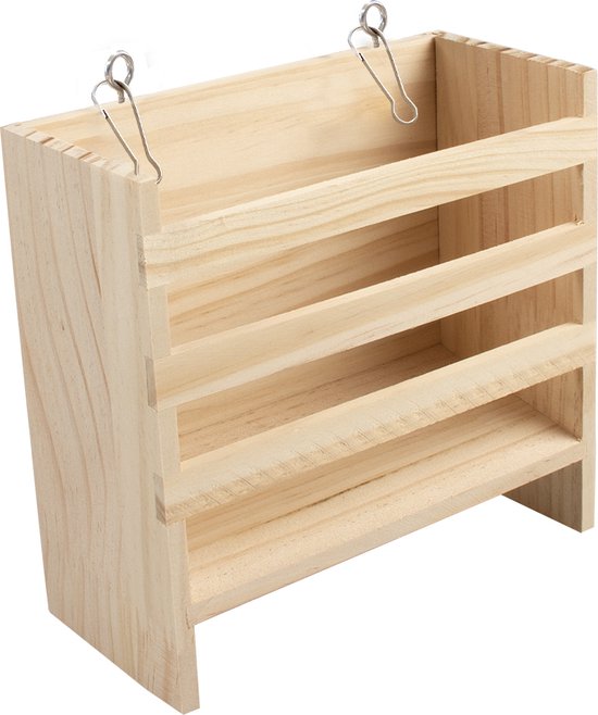 Duvoplus - Voerbak - Knaagdier - Houten Hooiruif Met Hangers 16,5x7,2x17,5cm Bruin - 1st