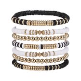 Bohemian Armbanden Set - Zwart/Wit | 7-delig | Polymeer Klei | Fashion Favorite