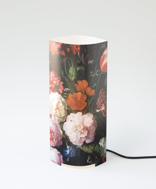 Packlamp - Tafellamp groot - Stilleven met bloemen in een glazen vaas - De Heem - 36 cm hoog - ø15cm - Inclusief Led lamp