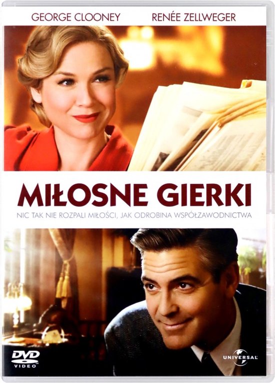 DVD-hoes met George Clooney en Renée Zellweger. "MIŁOSNE GIERKI" staat bovenaan.