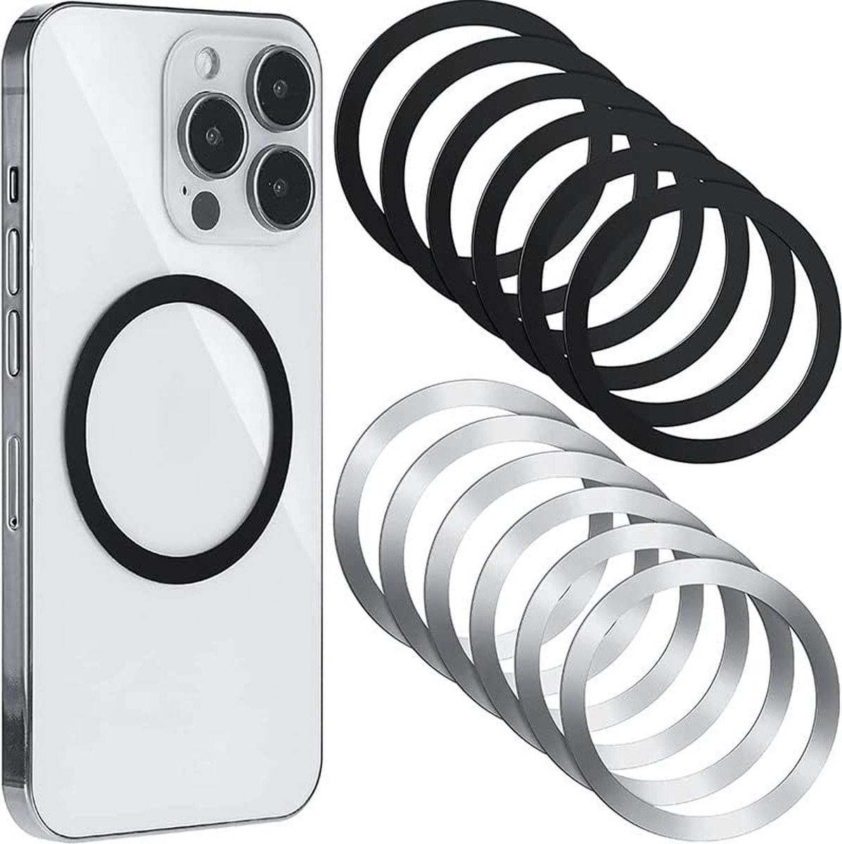 16x Metalen Ring - Sticker - Metalen Plaat - Magneet - Magnetisch - Universeel voor Telefoons en Hoesjes