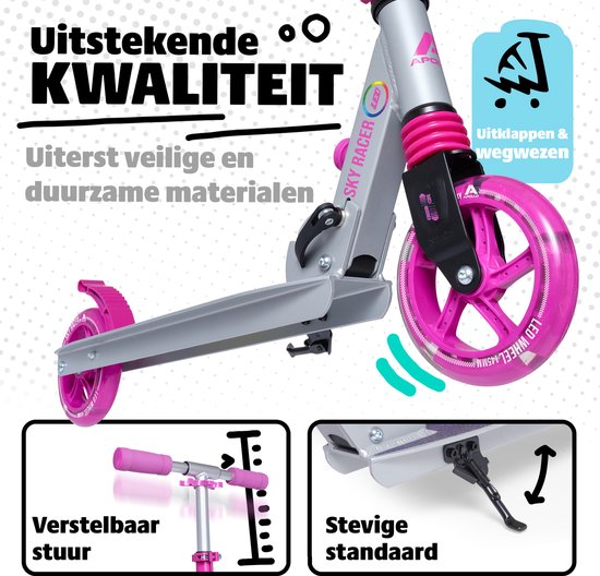 Apollo LED City Roller mit Federung  Scooter Skyracer  in grau/grün