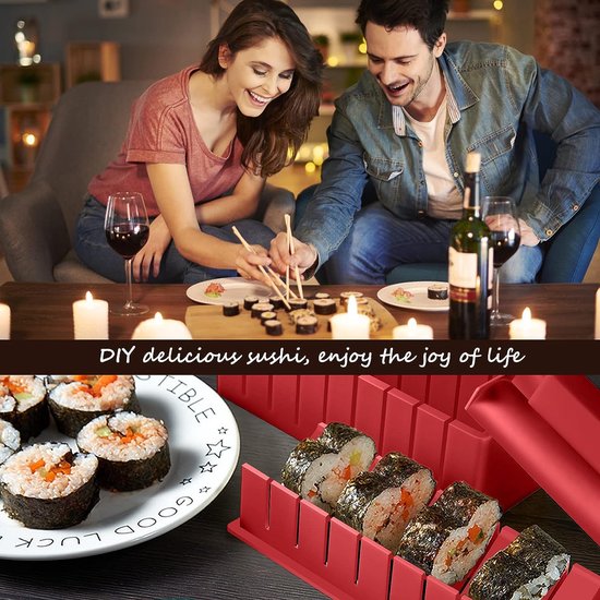 Kit de fabrication de sushis Deluxe Edition - Kit complet de fabrication de  sushis - 12 pièces - Presse à moules à sushi avec rouleaux de Rice à