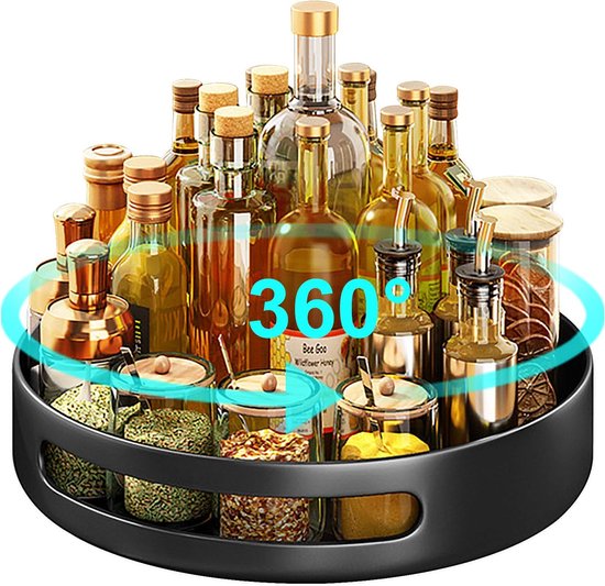 Keuken opbergrek 360 graden draaibaar dienblad rek plastic kruiden pot