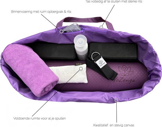 YoZenga Yogatas Olifant Paars - Sporttas - Yoga tas groot - Gouden Olifant Borduursel - Met Binnenvak - Ook Geschikt als Sporttas en Weekendtas van YoZenga — afbeelding 3
