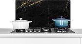 Spatscherm keuken 80x40 cm - Kookplaat achterwand Marmer look - Luxe - Zwart - Goud - Muurbeschermer - Spatwand fornuis - Hoogwaardig aluminium