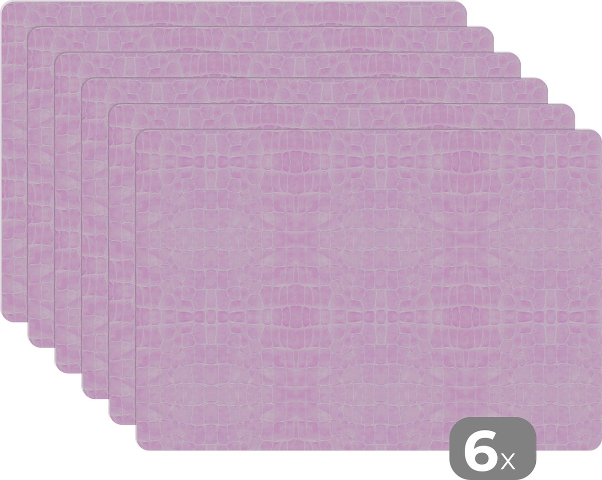 Placemats - Leer - Roze - Structuur - Tafel - Keuken - 45x30 cm - 6 stuks - Borden onderzetters