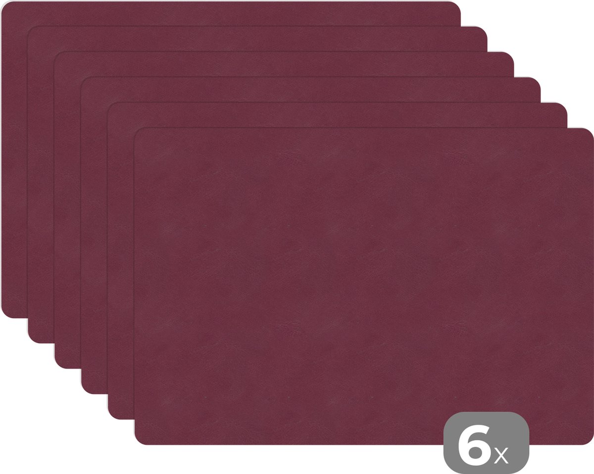 Placemats - Leer - Paars - Dieren - 45x30 cm - 6 stuks - Tafelonderzetter