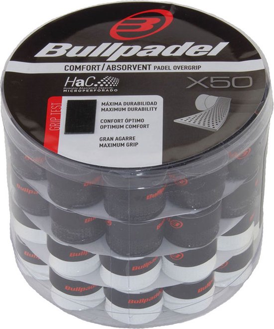 Bullpadel Gripbox 50 Overgrips GB-1201 Kleur : Zwart/Wit Bullpadel Gripbox 50 Overgrips GB-1201 Kleur : Zwart/Wit
