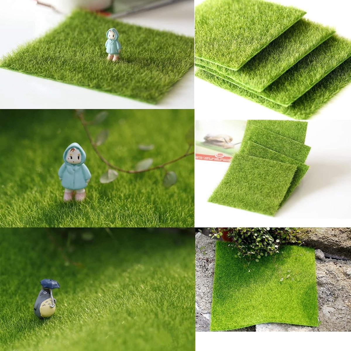 Gazon Artificiel,Herbe Artificielle 15 x 15cm,Mini Simulation Gazons,Tapis  Fausse Herbe,Tapis De Pelouse Verte Artificielle,Herbe Mousse