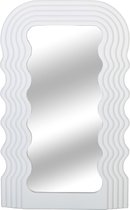 Miroir à cadre irrégulier à motif ondulé esthétique, miroir mural décoratif de bureau pour couloir, décoration de maison, cadeau d'anniversaire (blanc)