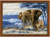Borduurpakket Elephants in the Savanahh - olifanten om te borduren riolis 1144 met telpatroon