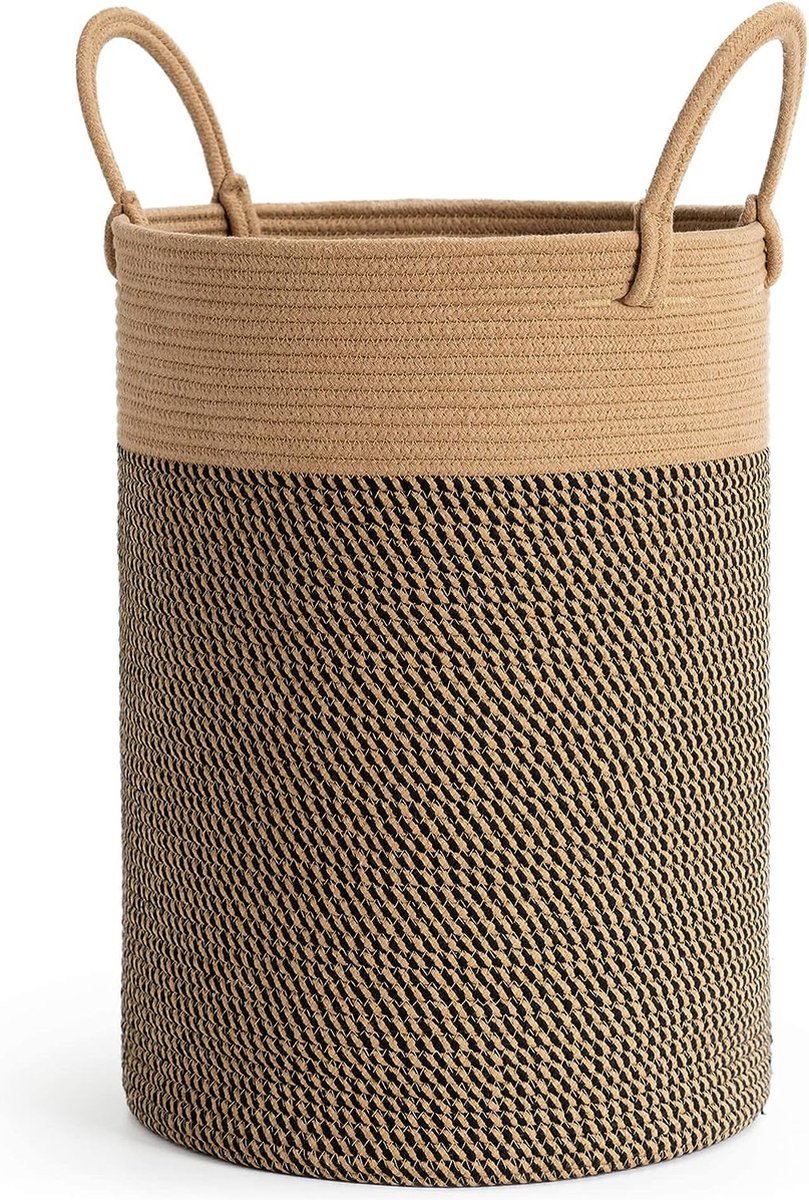 Wasmand, wasmand van katoen, opbergmand voor vuile was (38 cm D x 50 cm