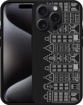 Cazy Hoesje Zwart geschikt voor iPhone 15 Pro Max Grachtenpanden I
