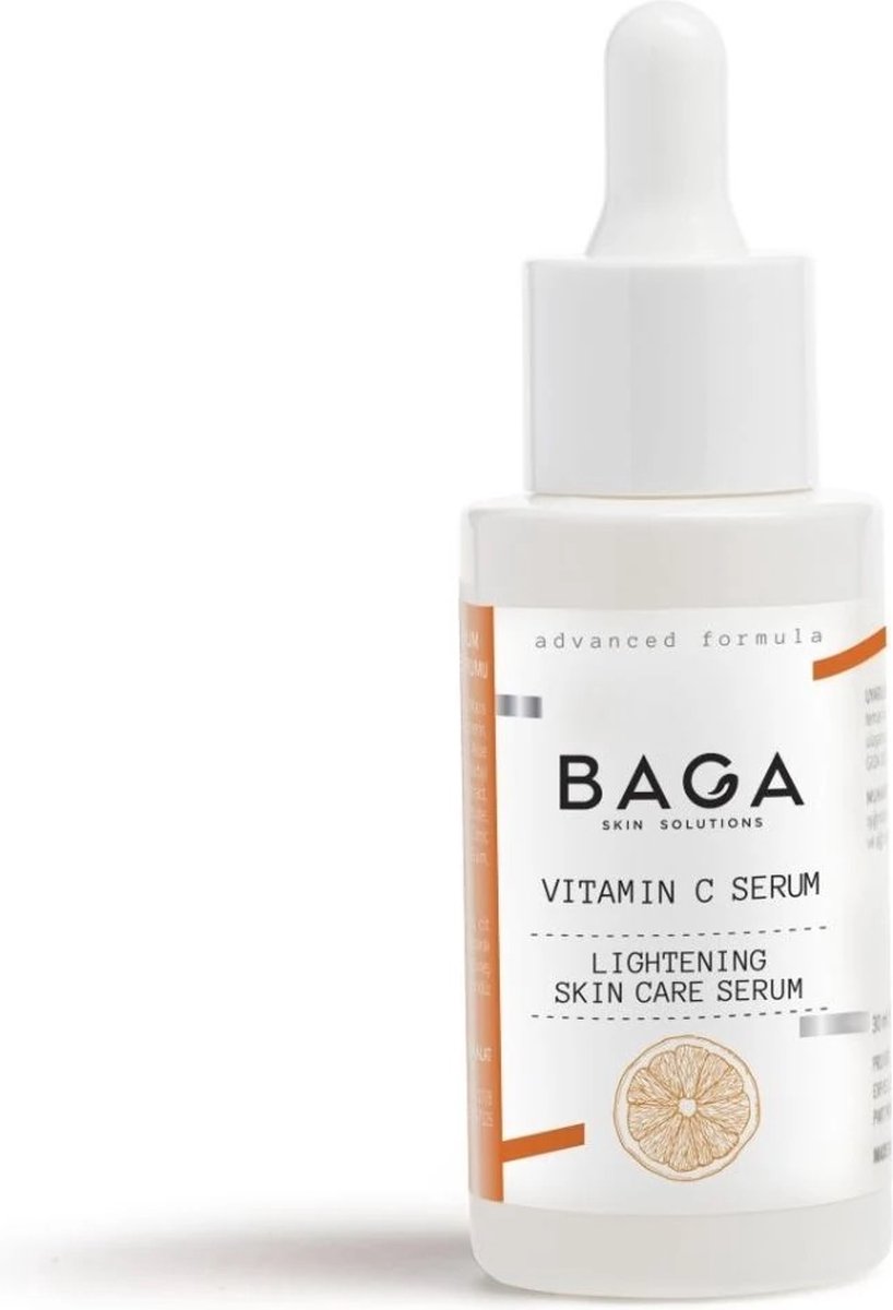 BAGA VITAMINE C SERUM - Verlichtend Huidverzorging Serum - Oppepper voor Vermoeide Huid - Stimuleert de aanmaak van Collageen - Remt de Pigmentproductie - Vermindert fijne Lijntjes en Rimpels - Antioxiderende Werking