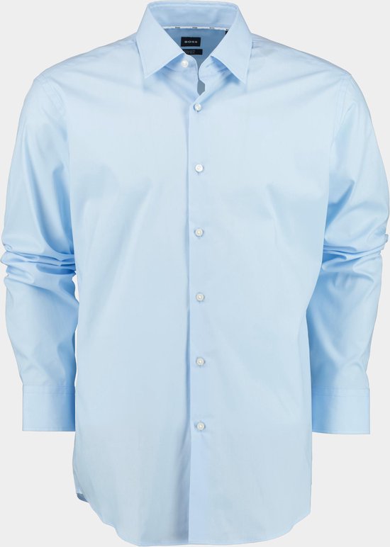 BOSS Joe regular fit overhemd - popeline - blauw - Strijkvriendelijk - Boordmaat: 40