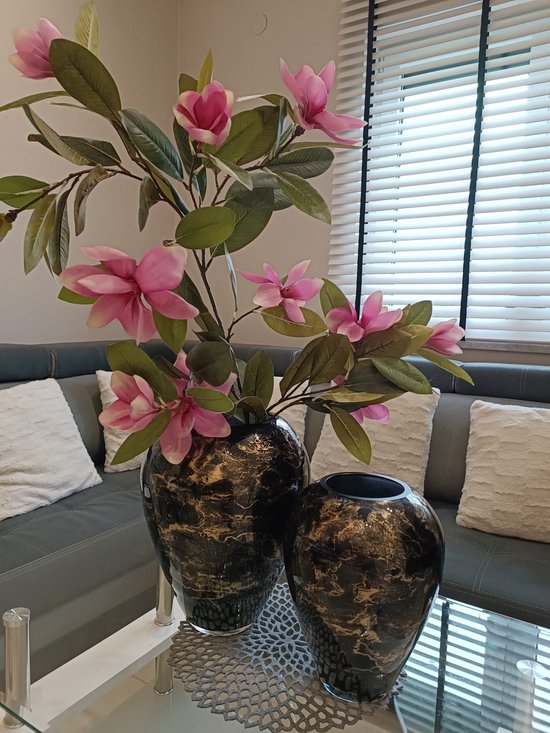 Vase Kathy Marbre Zwart , Hauteur 27 cm