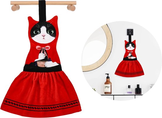 Grappige kattenhanddoeken voor keuken en badkamer - Kattendecoratie Sprookje Hangende handdoek Washandje Ultra absorberend Housewarming Cadeau Verjaardagscadeau Ideeën Vrouwen Moeder Kattenliefhebbers