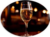 PVC Schuimplaat Ovaal - Champagne - Alcohol - Bubbels - Drinken - 68x51 cm Foto op Ovaal (Met Ophangsysteem)