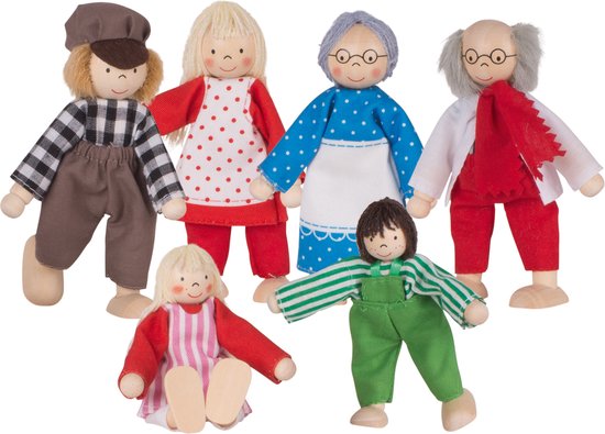 Family Dollhouse Famille 6 poupées en bois Set Jouets pour enfants
