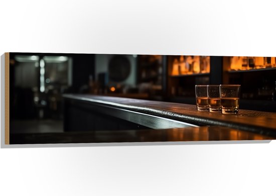 Hout - Bar - Shotjes - Alcohol - 120x40 cm - 9 mm dik - Foto op Hout (Met Ophangsysteem)