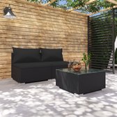 The Living Store tuinset V4 - Poly rattan - Zwart - Modulair design - Hoogwaardig materiaal - Stevig frame - Comfortabele kussens