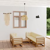The Living Store Loungeset - Massief Grenenhout - Honingbruin - 70x70x67 cm - Compleet met kussens