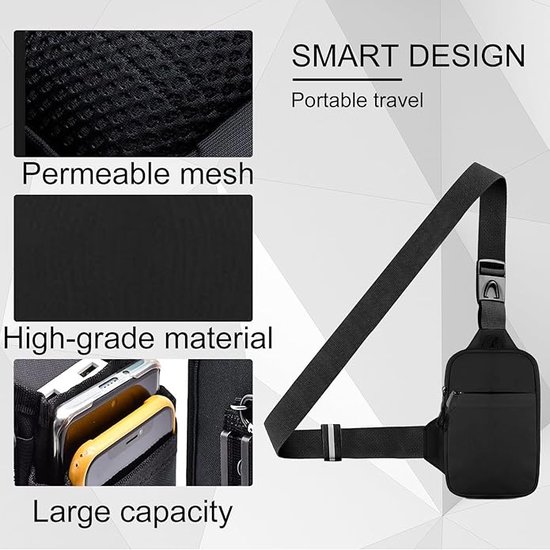 BARRENS Borstzak Sling Bag Heren: Waterdichte Crossbody Schoudertas Schouderrugzak, Cross Body Rugzak met Verstelbare Riem voor Reizen Wandelen Dagelijks Gebruik Zwart met Rood
