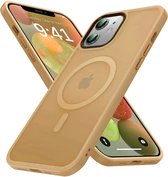 Hoesje Geschikt voor Apple iPhone 14 Plus - Compatibel met MagSafe - Matte Beschermhoes - Back Cover met Magneet - Geschikt voor Draadloos Opladen met Magnetische Ring - Oranje