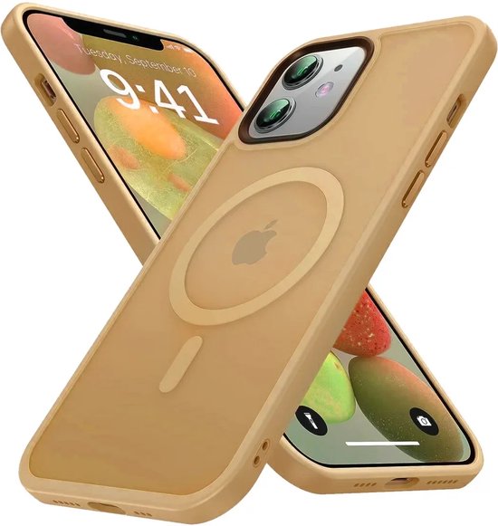 Hoesje Geschikt voor Apple iPhone 14 Plus - Compatibel met MagSafe - Matte Beschermhoes - Back Cover met Magneet - Geschikt voor Draadloos Opladen met Magnetische Ring - Oranje