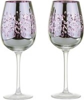 Artland set van 2 Filigraan wijnglazen lila jaspisblauw 50 CL - 23 cm