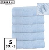 The One Towelling Classic Handdoeken - 50 x 100 cm - 5 Stuks - Voordeelverpakking - Hoge vochtopname - 100% Gekamd katoen - Lichtblauw