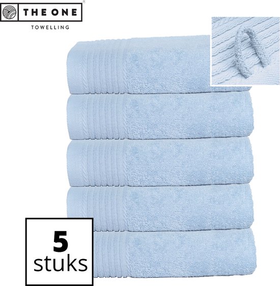 The One Towelling Classic Handdoeken - 50 x 100 cm - 5 Stuks - Voordeelverpakking - Hoge vochtopname - 100% Gekamd katoen - Lichtblauw