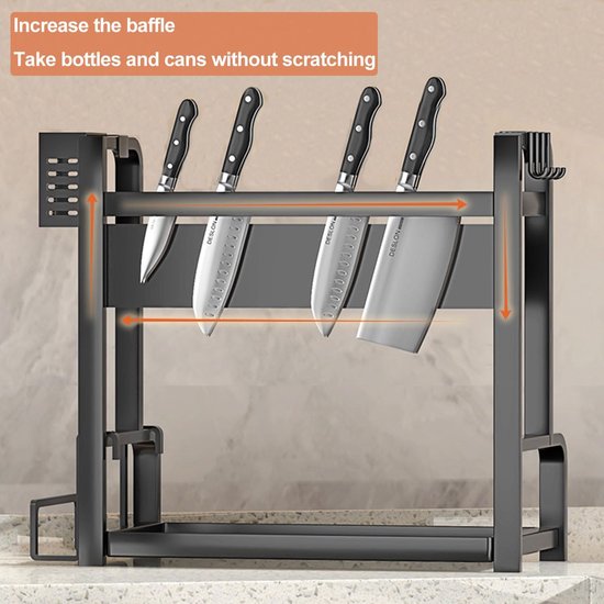 Zaxiva Kruidenrek, 2 etages, staand, metalen kruidenstandaard voor keuken en badkamer, keukenrek, staand voor werkblad, kruidenrek, organizer, keukenkast organizer voor ruimtebesparende opslag