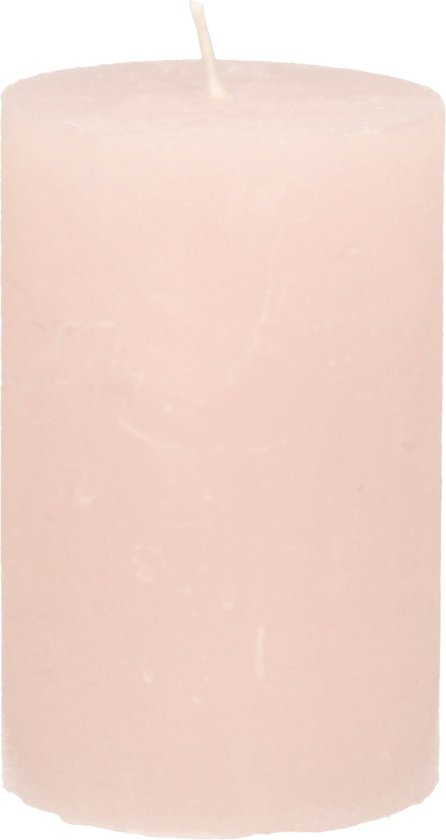 Stompkaars/cilinderkaars - licht roze - 5 x 8 cm - klein rustiek model