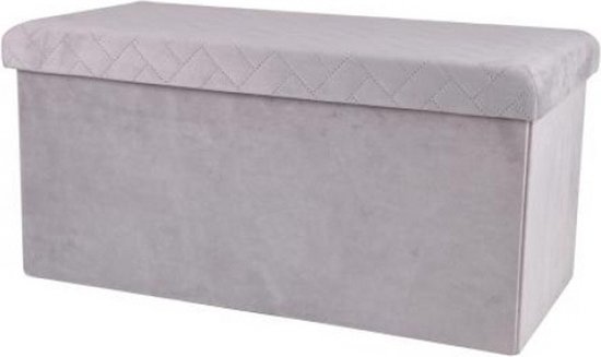 Canapé Urban Living Hocker - pouf XXL - boîte de rangement - gris clair - polyester/MDF - 76 x 38 x 38 cm - pliable
