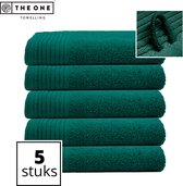 The One Towelling Classic Handdoeken - 50 x 100 cm - 5 Stuks - Voordeelverpakking - Hoge vochtopname - 100% Gekamd katoen - Smaragd groen