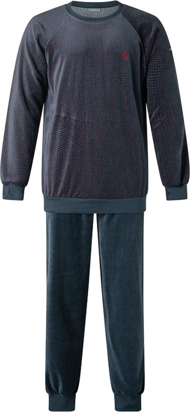 Gentlemen Heren pyjama velours met ronde hals Marine - maat XL