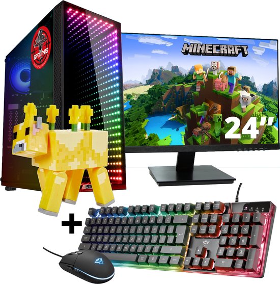 ScreenON - Gaming Set - Minecraft Moobloom Hero - V1 (GamePC + 24 Inch ...