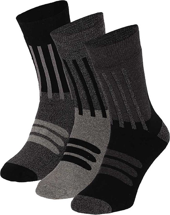 Apollo - Badstof sokken casual - Multi zwart - Maat 36/41 - 3-Pak - Sokken dames - Warme sokken dames - warme sokken dames - Sokken dames maat 39 42