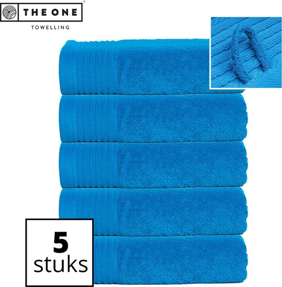 The One Towelling Classic Handdoeken - 50 x 100 cm - 5 Stuks - Voordeelverpakking - Hoge vochtopname - 100% Gekamd katoen - Turquoise