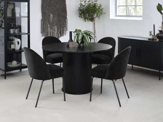 Table à manger Chêne Zwart - Ø120cm - 2-4 Personnes - Table Nola - Giga Living