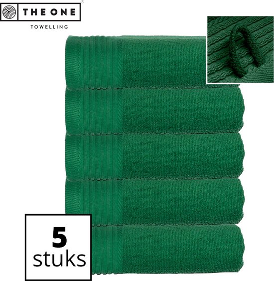 The One Towelling Classic Handdoeken - 50 x 100 cm - 5 Stuks - Voordeelverpakking - Hoge vochtopname - 100% Gekamd katoen - Groen
