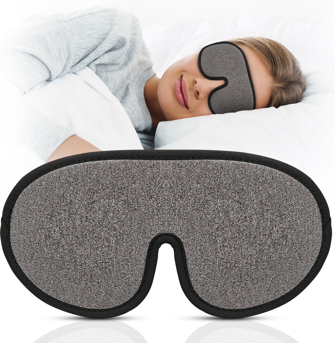 Podec Luxe Traagschuim Slaapmasker - Vrouwen & Mannen - 100% Verduisterend - Verstelbaar - Oogmasker met Memoryfoam - Inclusief Slaap Oordopjes
