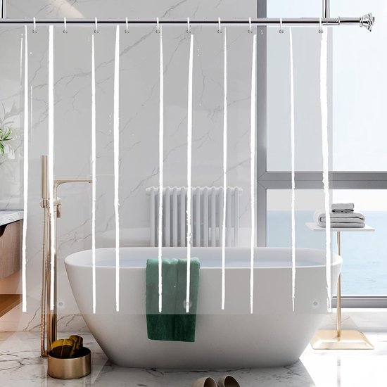 Rideau de douche transparent, court, hauteur 150 cm, rideau de douche plus  court,... | bol