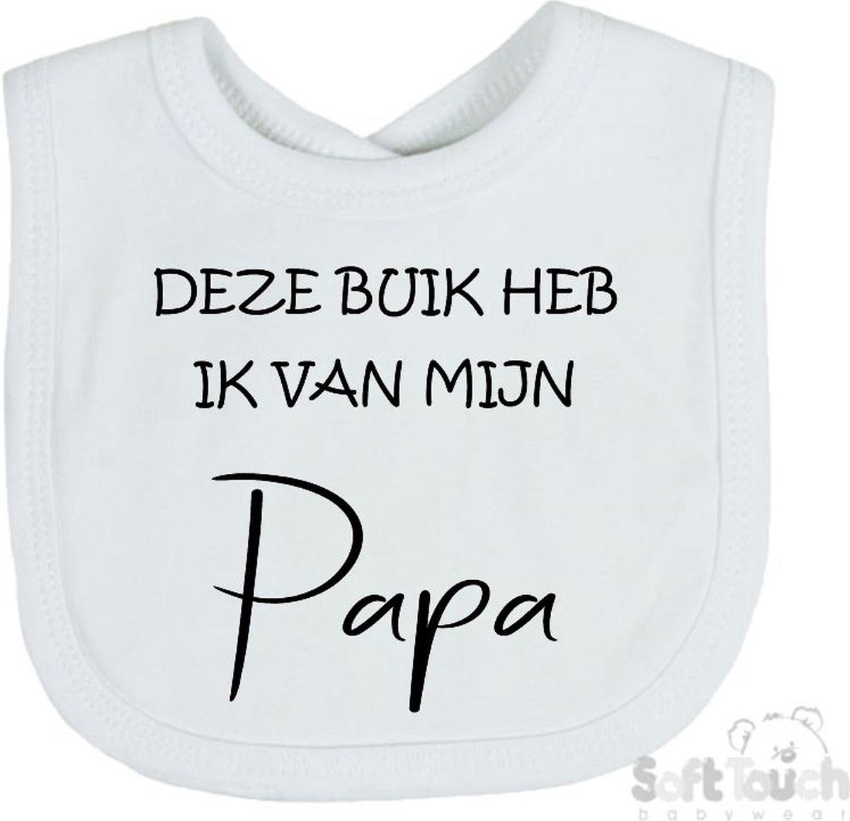 Goedkoopste Soft Touch Slabber Slabbetje Slab Deze buik heb ik van Papa Unisex Katoen Wit/zwart Maat 33x22 Cm
