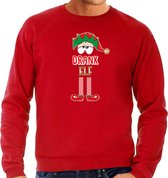 Bellatio Decorations foute kersttrui/sweater heren - Drank Elf - rood - Kerst elfje L