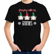 Bellatio Decorations kerst t-shirt voor kinderen - Kerst kabouter/gnoom - zwart - Gnomies 110/116