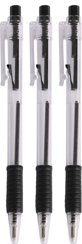 Urban Living Balpennen - 8x stuks - zwart - softgrip - kliksysteem